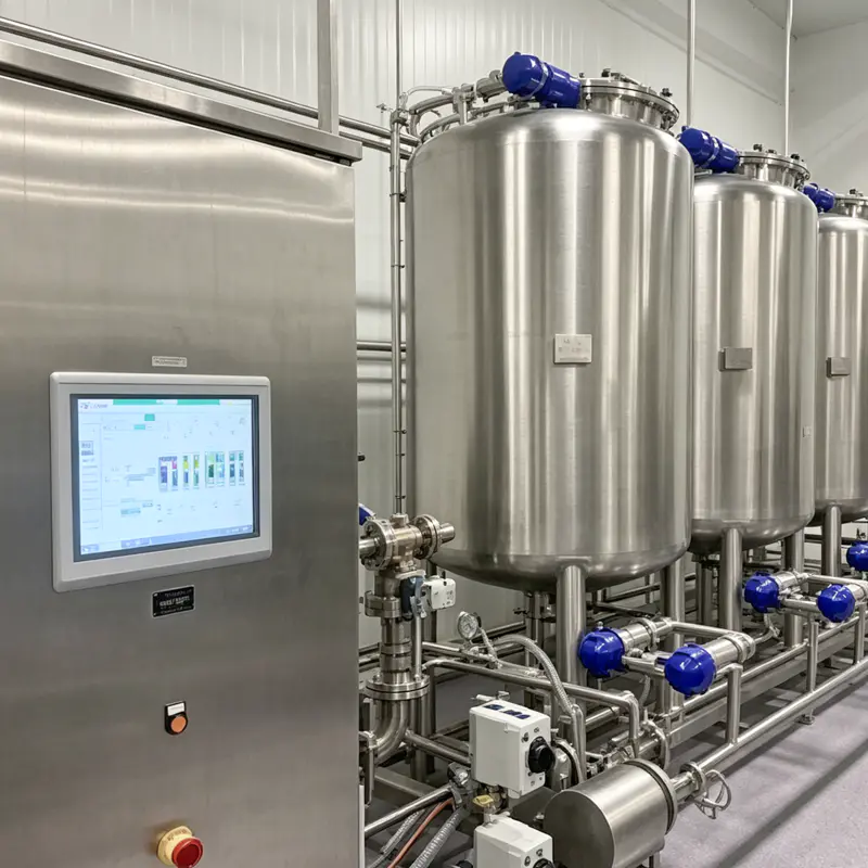 Lebensmitteltaugliches CIP-System (Clean-in-Place). Lebensmitteltaugliches CIP-System (Clean-in-Place).